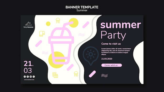 PSD grátis diversão de verão com modelo de banner de limonada