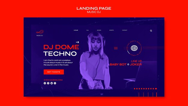 DJ da página de destino definir modelo de transmissão ao vivo
