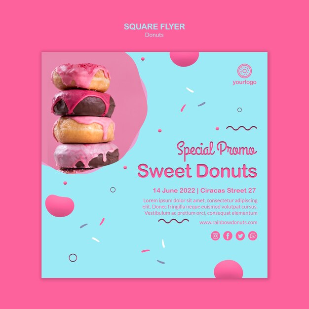 Doce pilha de rosquinhas panfleto quadrado