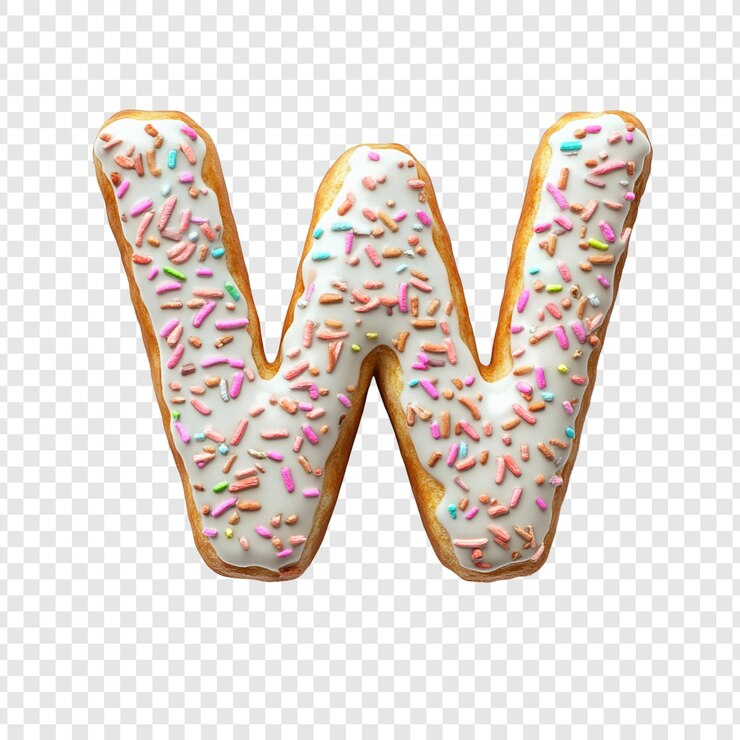 PSD grátis donut letter w um doce deleite do alfabeto