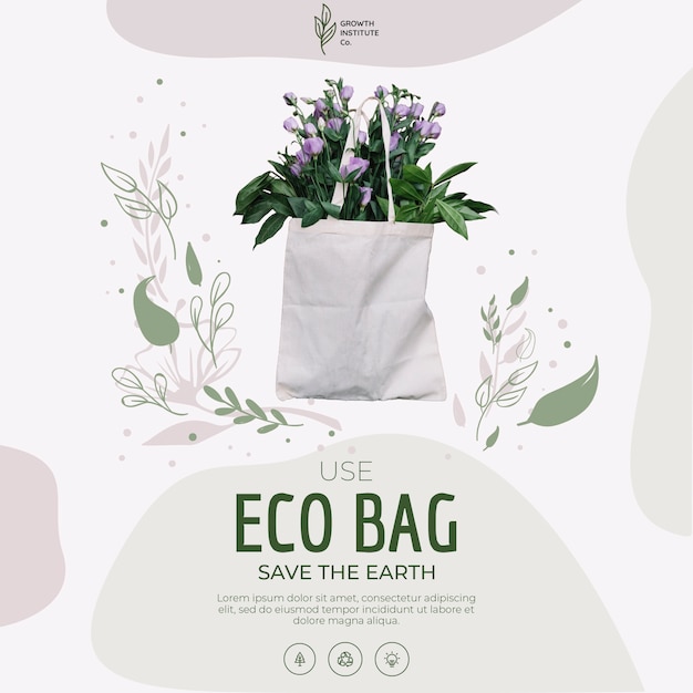 PSD grátis eco bag para flores e compras