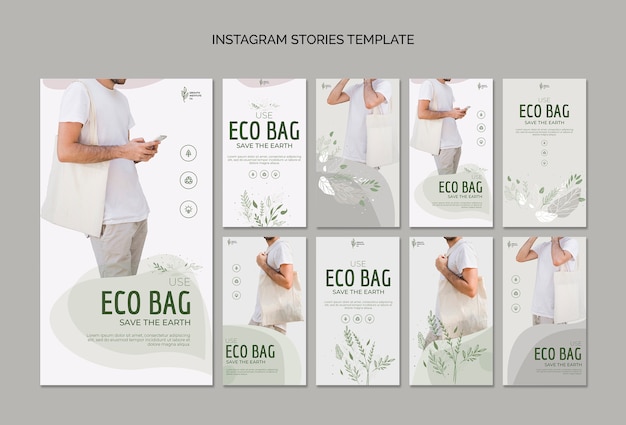 PSD grátis eco bag recicl para histórias do instagram do ambiente