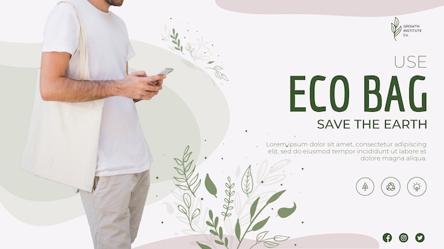 PSD grátis eco bag recicl para modelo de banner de ambiente