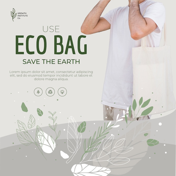 PSD grátis eco bag recicl para o meio ambiente e os seres humanos