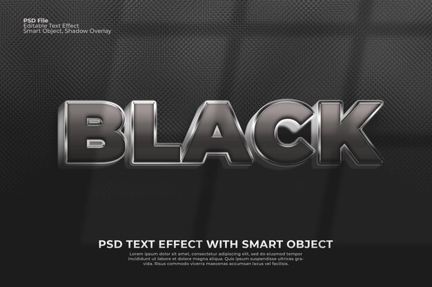 Editável texto preto efeito 3d photoshop cor preta