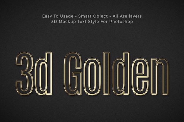 Efeito de estilo de texto 3d dourado