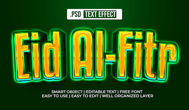 PSD grátis efeito de estilo de texto eid alfitr