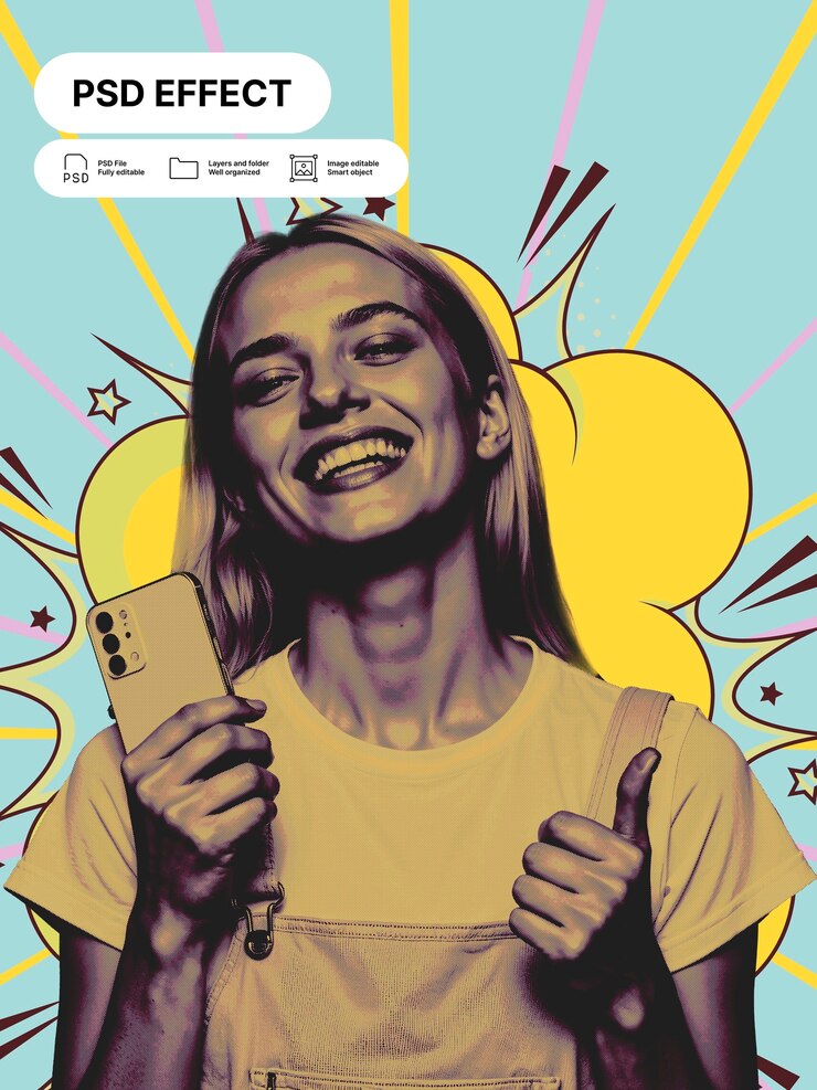 PSD grátis efeito de foto de arte pop