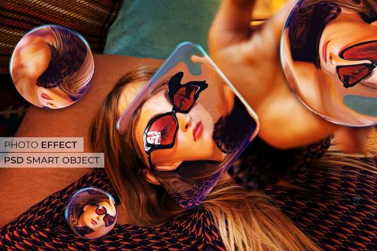 PSD grátis efeito de foto de formas distorcidas