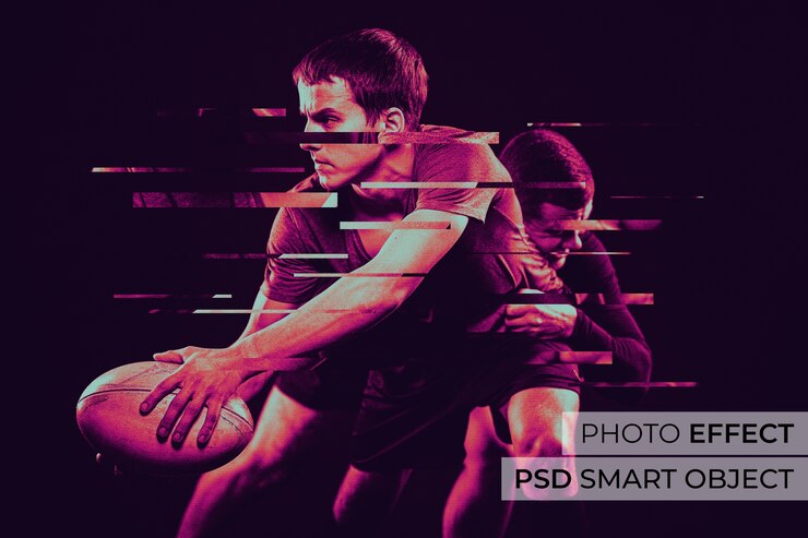 PSD grátis efeito de foto de glitch duotone