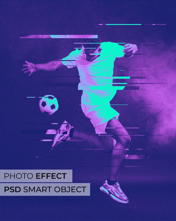 PSD grátis efeito de foto de glitch duotone