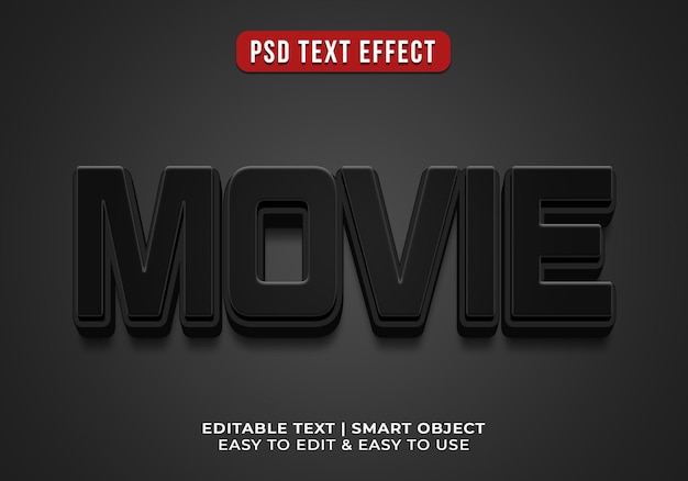 PSD grátis efeito de texto 3d de estilo de filme editável