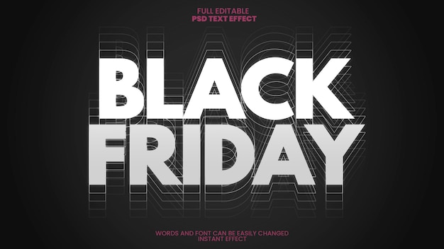 PSD grátis efeito de texto black friday