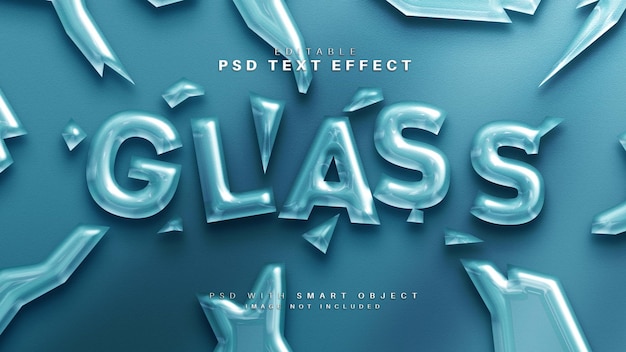 Efeito de texto brilhante 3d de vidro quebrado