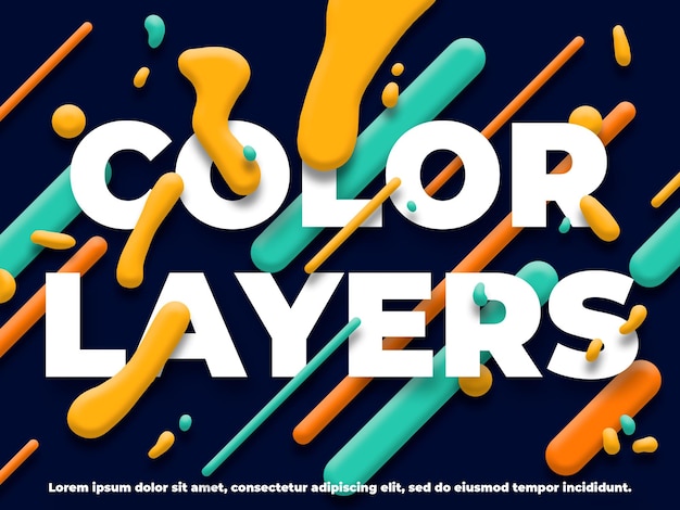 PSD grátis efeito de texto colorido com camadas de formas coloridas