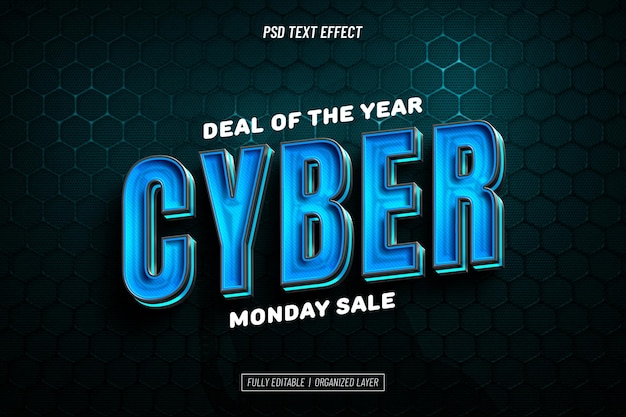 PSD grátis efeito de texto da cyber monday