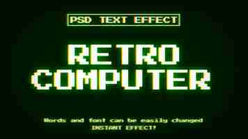 PSD grátis efeito de texto de computador retro