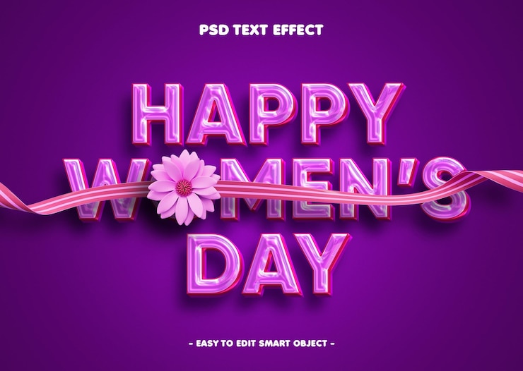 PSD grátis efeito de texto do dia internacional da mulher