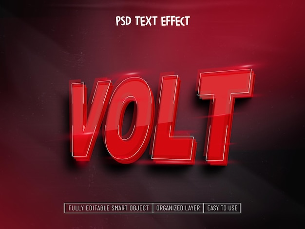 PSD grátis efeito de texto do volt vermelho