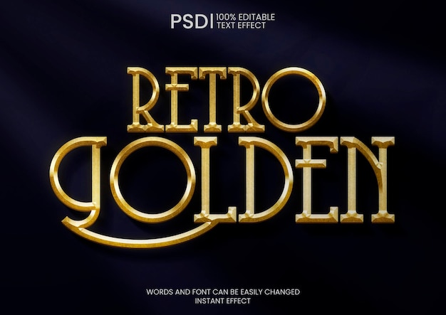 PSD grátis efeito de texto dourado retro