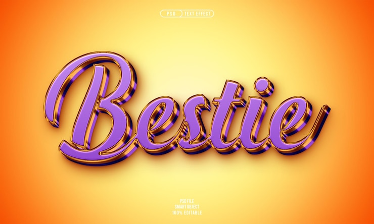 PSD grátis efeito de texto editável 3d bestie