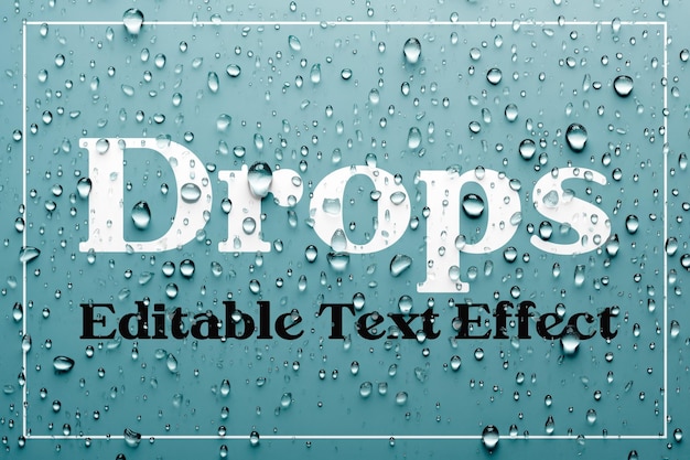 PSD grátis efeito de texto editável coberto por gotas de água