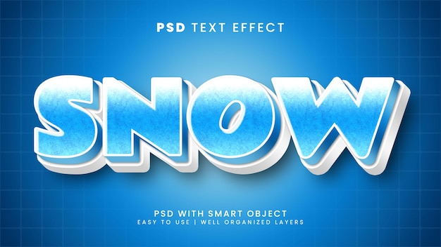 Efeito de texto editável da neve com estilo de texto congelado e frio