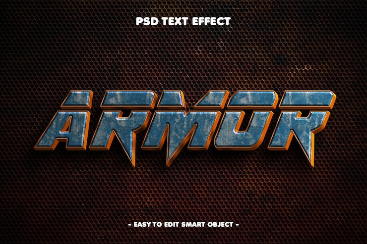 PSD grátis efeito de texto editável de armadura