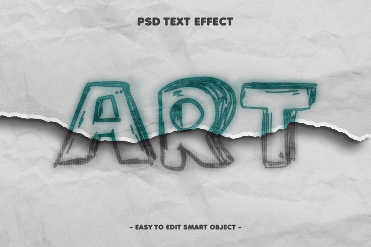 PSD grátis efeito de texto editável de desenho a lápis