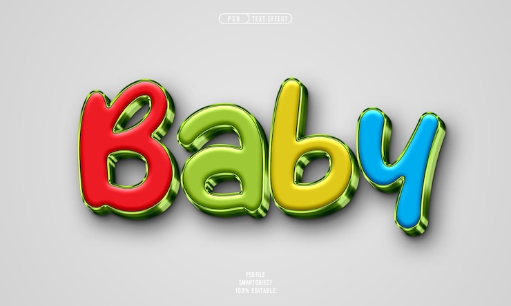 PSD grátis efeito de texto editável em 3d bebê