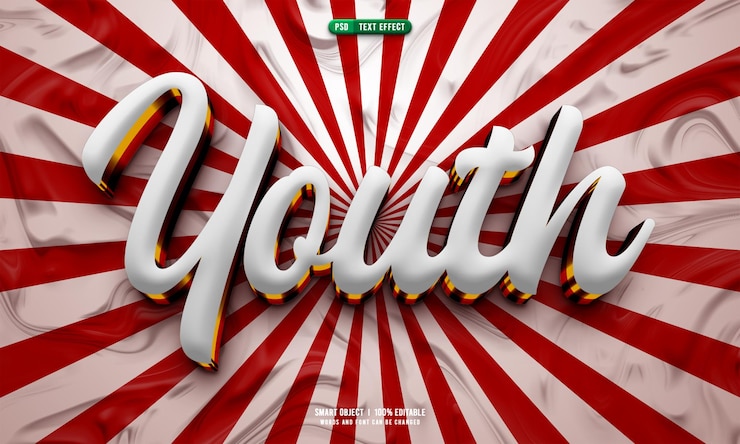 PSD grátis efeito de texto editável em 3d para jovens