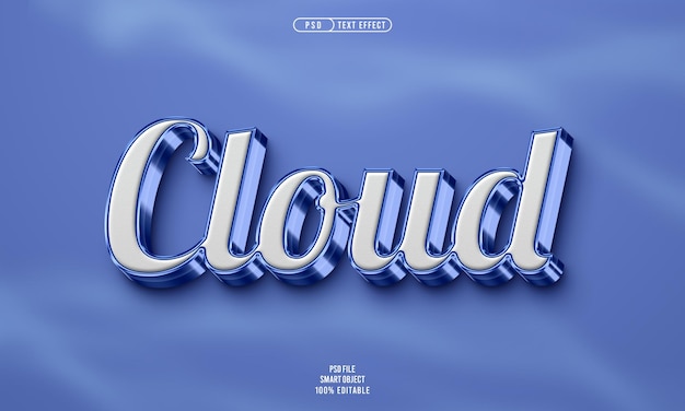 PSD grátis efeito de texto editável em nuvem 3d
