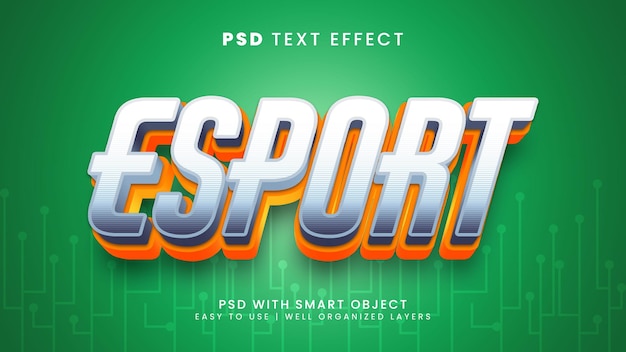 Efeito de texto editável esport 3d com estilo de fonte gamer e stream