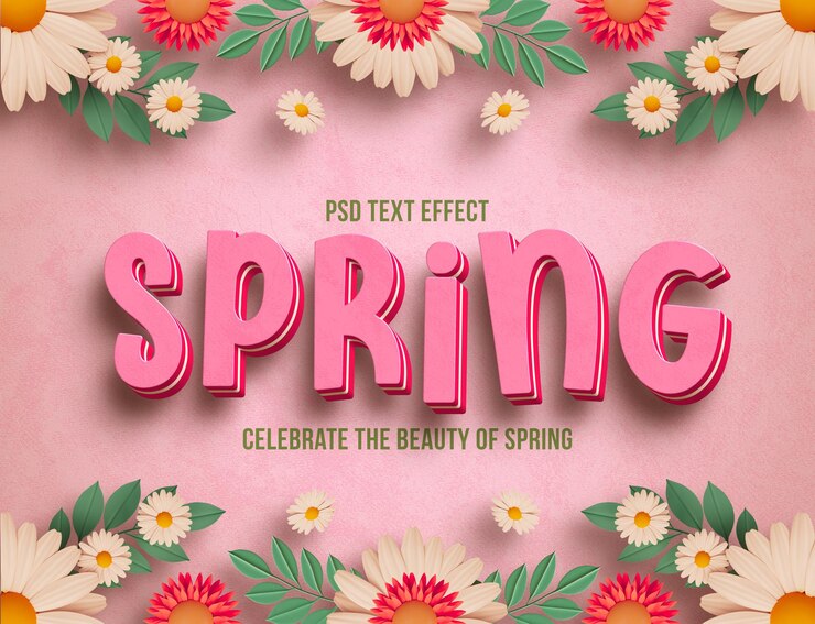 PSD grátis efeito de texto editável floral de primavera