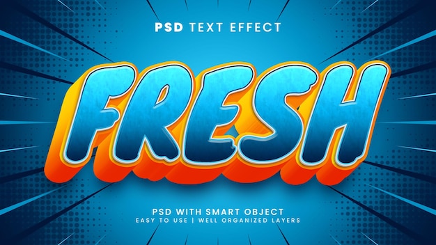 Efeito de texto editável fresco com estilo de texto laranja e suco