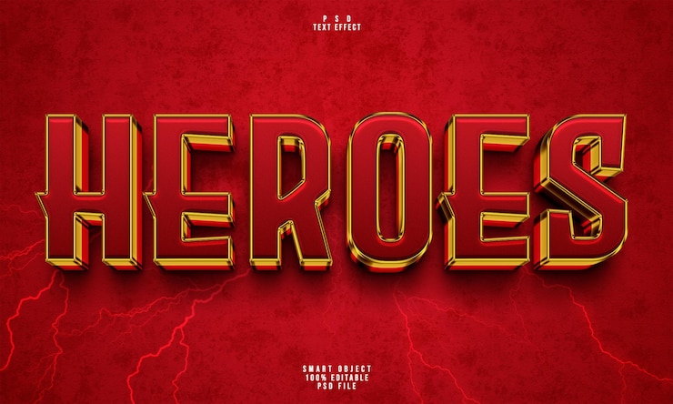 PSD grátis efeito de texto editável heroes 3d