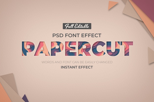 PSD grátis efeito de texto editável no estilo do papel
