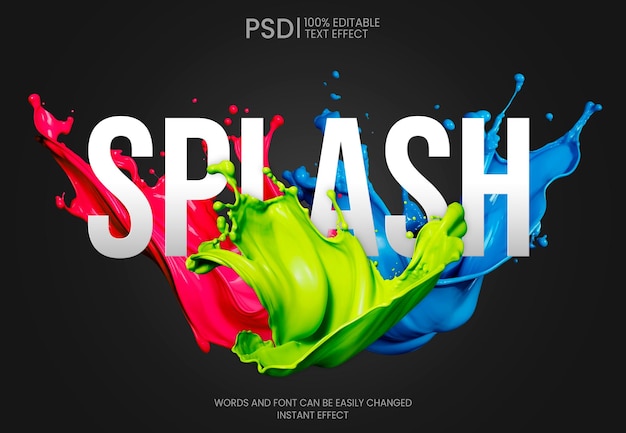 PSD grátis efeito de texto editável paint splash