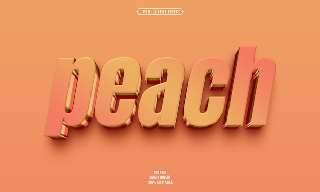 PSD grátis efeito de texto editável peach 3d