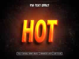 PSD grátis efeito de texto editável psd de queima quente 3d