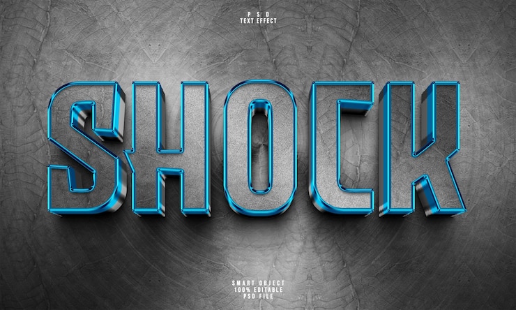 PSD grátis efeito de texto editável shock 3d