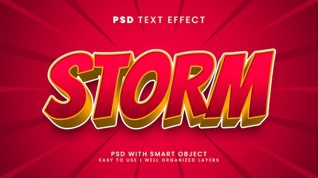 Efeito de texto editável thunder storm com estilo de texto fire e esport