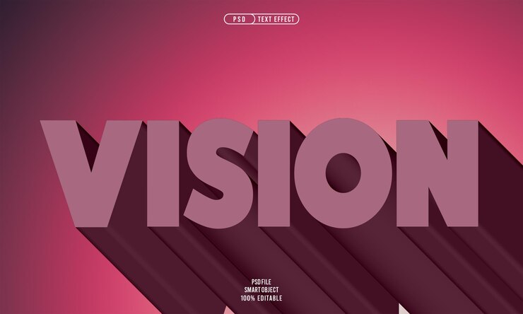 PSD grátis efeito de texto editável vision 3d