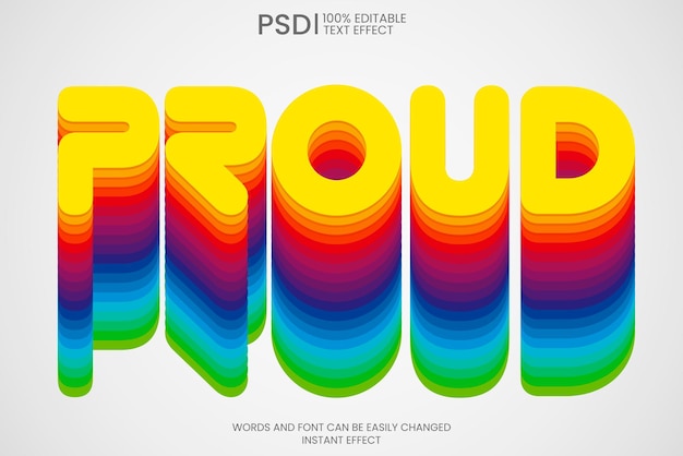 PSD grátis efeito de texto em camadas editável com as cores do arco-íris
