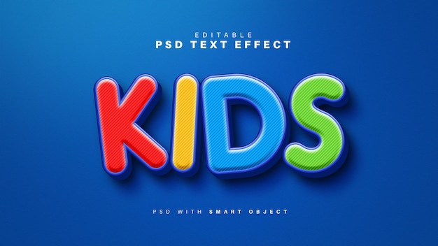 PSD grátis efeito de texto infantil colorido