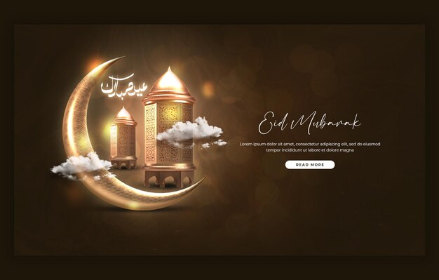 Eid Mubarak e Eid ul Fitr Banner da Web ou padrão de fundo