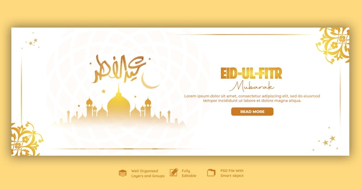 PSD grátis eid mubarak e eid ul fitr modelo de capa para facebook