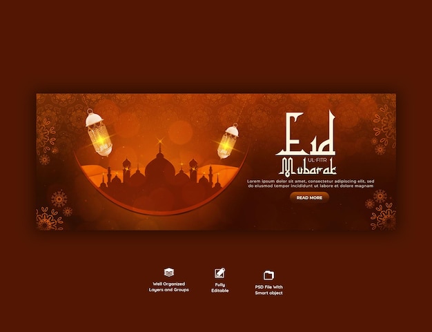 PSD grátis eid mubarak e eid ul fitr modelo de capa para facebook