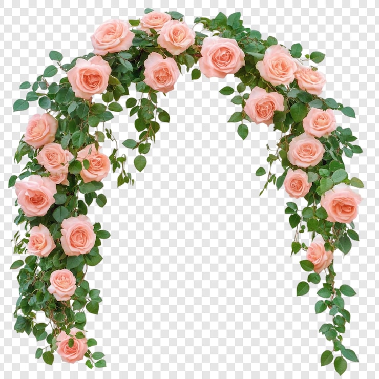 PSD grátis elegante arco de rosa de pêssego um desenho floral romântico