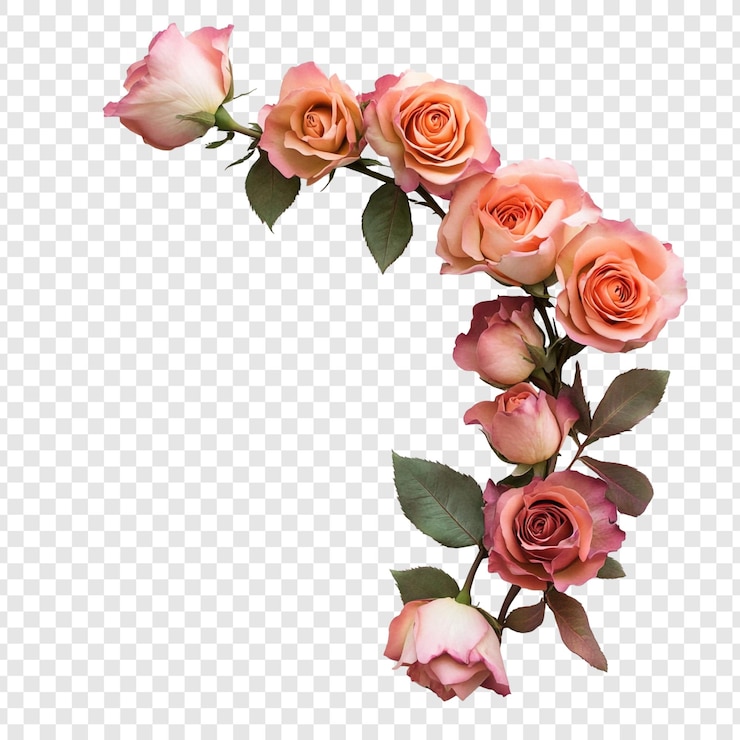 PSD grátis elegante arranjo de rosas de pêssego um delicado desenho floral